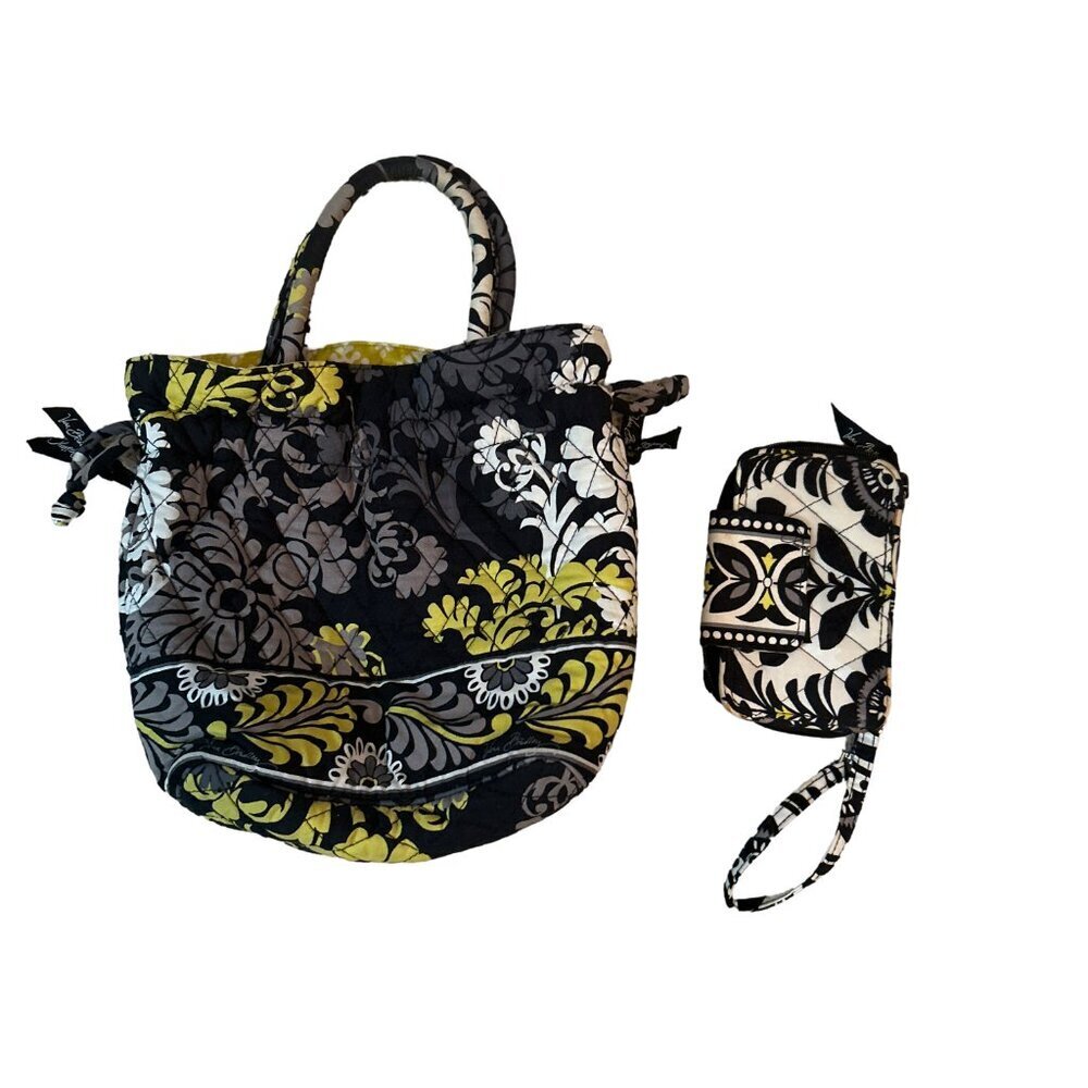 Y2K Emma Vera Bradley Quilted Paisley Floral  Bucket Bag Purse & Wallet